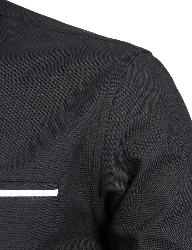 ZEROYAA Mens Hipster Mandarin Collar Slim Fit Long Sleeve Casual Button Down Oxford Dress Shirt with Pocket Z113 Black Medium - Image 5